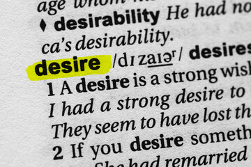 Highlighted word desire concept and meaning.