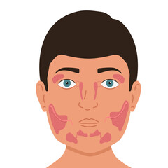 Person with lacrimal and salivary glands. Medical vector illustration.