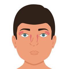 Person and lacrimal gland. Medical vector illustration.