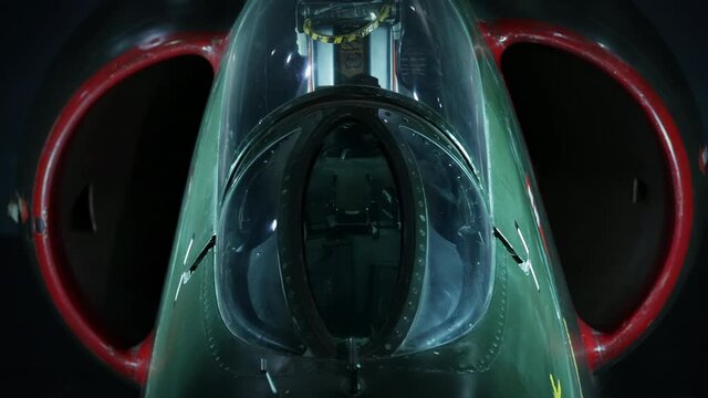 A Fighter Plane in Hangar. 4K resolution.