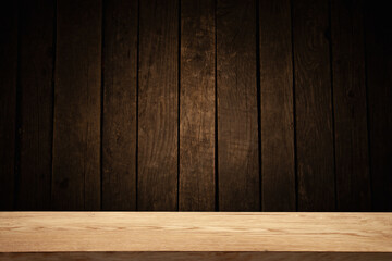 wooden background with a table for the montage of your product