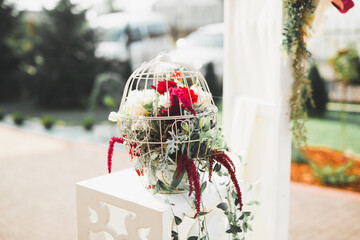 Decorations for the wedding ceremony. Beautiful flowers