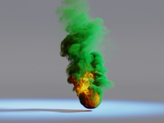 Image of a burning object on a blank background, 3D rendering