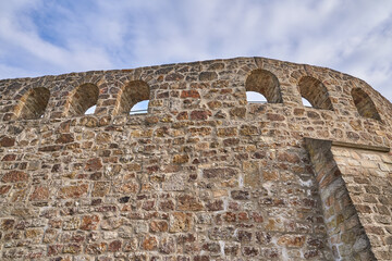 Small windows in the wall, Bad Iburg castle, Osnabruecker Land, Lower Saxony, Germany