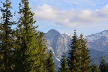 Giewont mountain massif in the Western Tatras, 1894 meters above sea level, Tatry Mountains, Podhale Poland