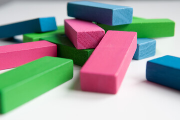 Isolated Color wooden jenga bricks abstract