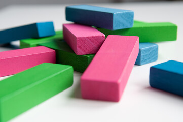 Color wooden jenga blocks abstract