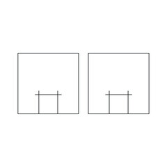 Conventional designation of non-mechanical equipment (two-section washing bath), consisting of a square and black lines on a white background