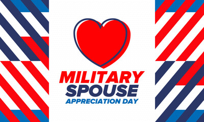 Military Spouse Appreciation Day. Celebrated in the United States. National Day recognition of the contribution, support and sacrifice of the spouses of the Armed Forces. Poster, card, banner. Vector