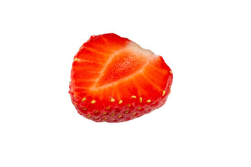 Half ripe red strawberries on a white background, isolate.