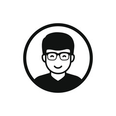 Man wearing glasses icon flat style isolated on white background. Vector illustration