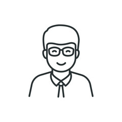 Man wearing glasses icon line style isolated on white background. Vector illustration