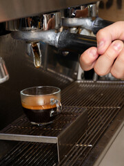 Barista at work. Espresso coffee. 