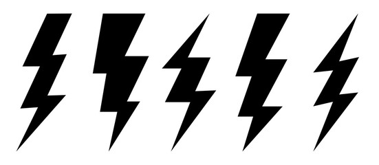 Lightning bolt icons set.Vector simple icons in flat style. Set lightning bolt vector on white background.Vector illustration