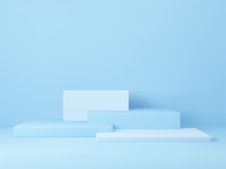 3D rendered podium for your product showcase. Blue platforms composition. Vector 3d illustration.