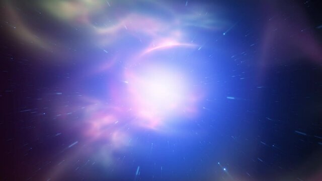 Futursitic travel in the universe with nebula clouds motion and stars.