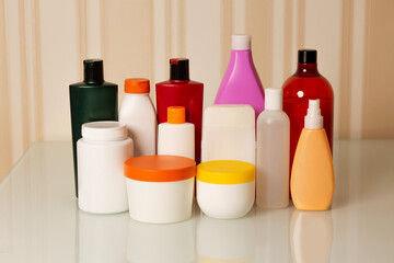 Hair care items: shampoo, conditioner and serum