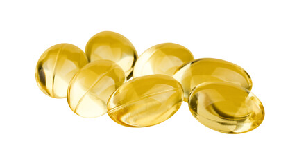 Seven cod liver oil capsules. Healthy lifestyle.