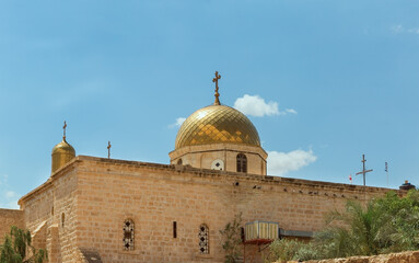 Fototapeta na wymiar dome of the monastery of St. Gerasim in the desert