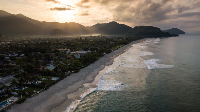 Aerial view of Juquehy beach, Sao Paulo. Brasil