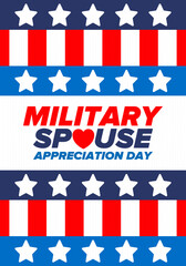 Military Spouse Appreciation Day. Celebrated in the United States. National Day recognition of the contribution, support and sacrifice of the spouses of the Armed Forces. Poster, card, banner. Vector