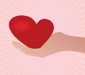 Hand hold heart. vector illustration