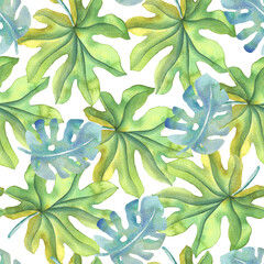 Fototapeta na wymiar Watercolor Tropical Theme Surface Pattern Digital Paper 
