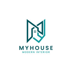 Abstract Initial Letter M and Y As the House Shape Concept Logo Design. Usable for Architecture, Home Interior and Building Business Company.