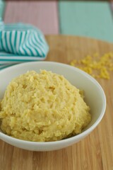 Homemade organic mung bean paste in a bowl