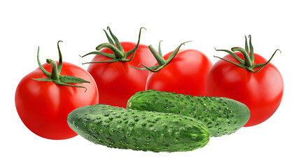 Vegetables isolated on white background with clipping path