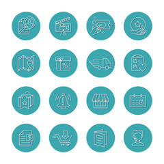 Vector set of isolated round icons for highlights and categories