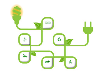 Ecology connection electrical plug concept background . Vector infographic illustration