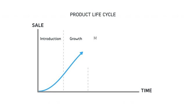 Product Life Cycle Chart Diagram Animation on White Background and Green Screen
