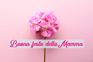 Happy Mother day text in italian, craft heart flower composition soft Greeting Card