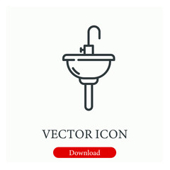 Sink vector icon.  Editable stroke. Linear style sign for use on web design and mobile apps, logo. Symbol illustration. Pixel vector graphics - Vector