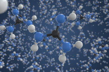 Guanidine molecule made with balls, scientific molecular model. Chemical 3d rendering