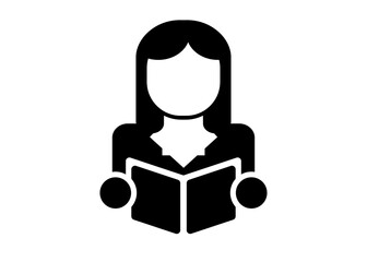 Stylized silhouette of a male man with a book in his hands for the design of tabletop role-playing games