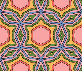 Abstract colorful doodle flower seamless pattern. Floral background. Mosaic, tile of thin line ornament.