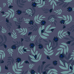 Hand drawn seamless floral pattern. Cute  background with flowers and leaves. Spring fabric design.