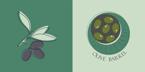 Olive logo vector, illustrations for graphic and web design, marketing material, restaurant menu, natural products presentation, packaging design