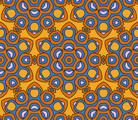 Fototapeta premium Abstract colorful doodle flower seamless pattern. Floral background. Mosaic, tile of thin line ornament.