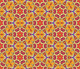 Abstract colorful doodle flower seamless pattern. Floral background. Mosaic, tile of thin line ornament.