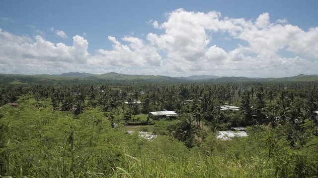 Panorama view of traditional village ibn Fiji, South Pacific 