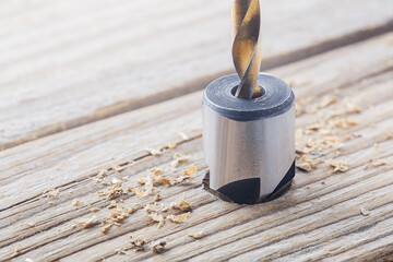 Countersink drill bit make sink in hole for screw in old wooden plank