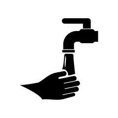 Washing hand icon with glyph style isolated on white background