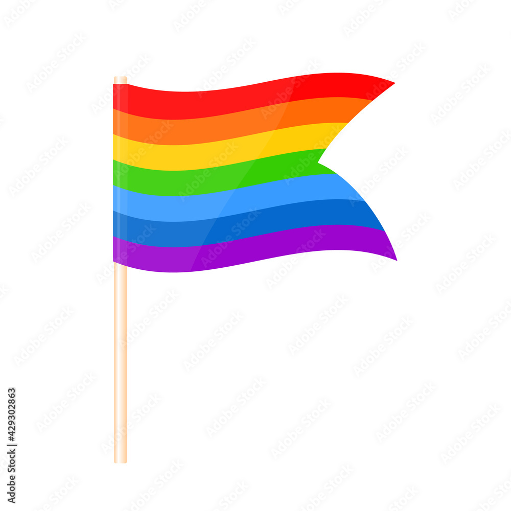 Wall mural A colored flag on a flagpole. Seven colors of the rainbow.. Vector - Wall murals