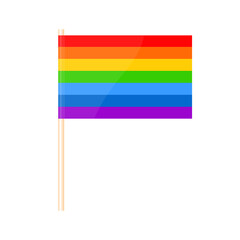 A colored flag on a flagpole. Seven colors of the rainbow.. Vector