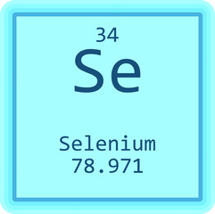 Se Selenium Non reactive metal Chemical Element Periodic Table. Square vector illustration, colorful clean style Icon with molar mass and atomic number for Lab, science or chemistry education.