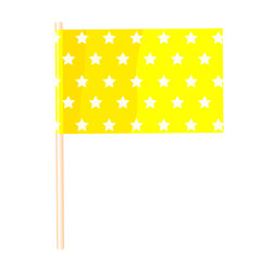 Yellow flag with stars on a wooden flagpole. Vector