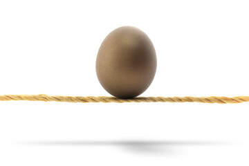 Balanced Investment - Isolated Golden Egg on Tightrope.